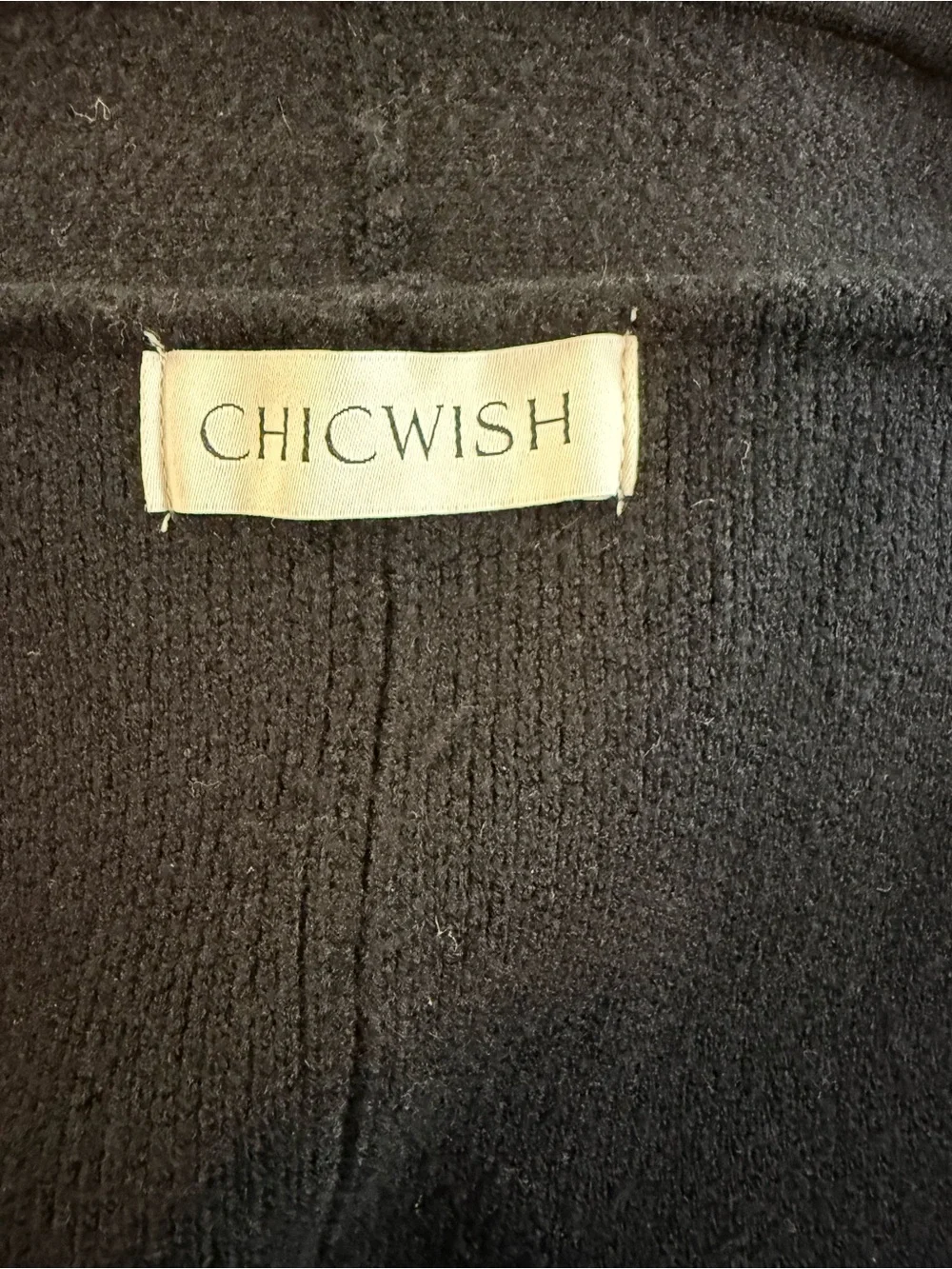 Chicwish Classy Open Front Knit Coat Black XL-XXL